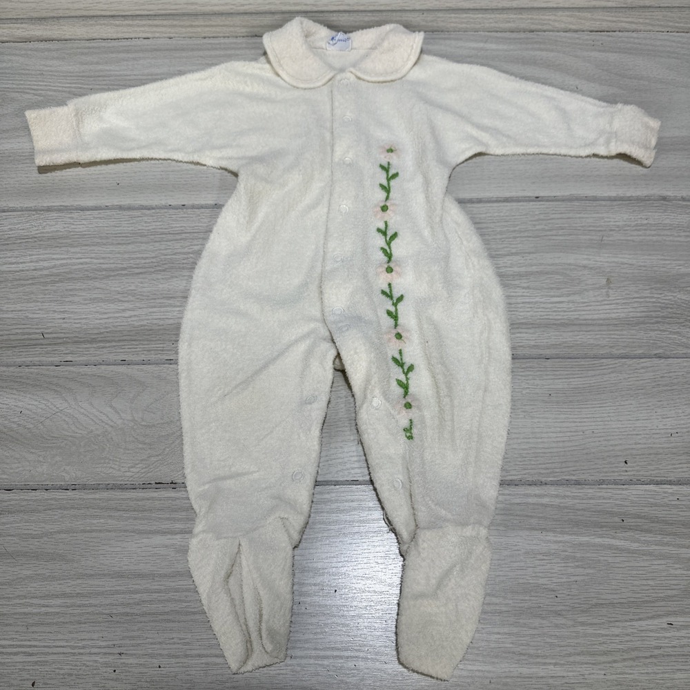 NURSERY NITS Terry Cloth Footed Floral Sleeper Size 21-30 Pounds‎ Vintage